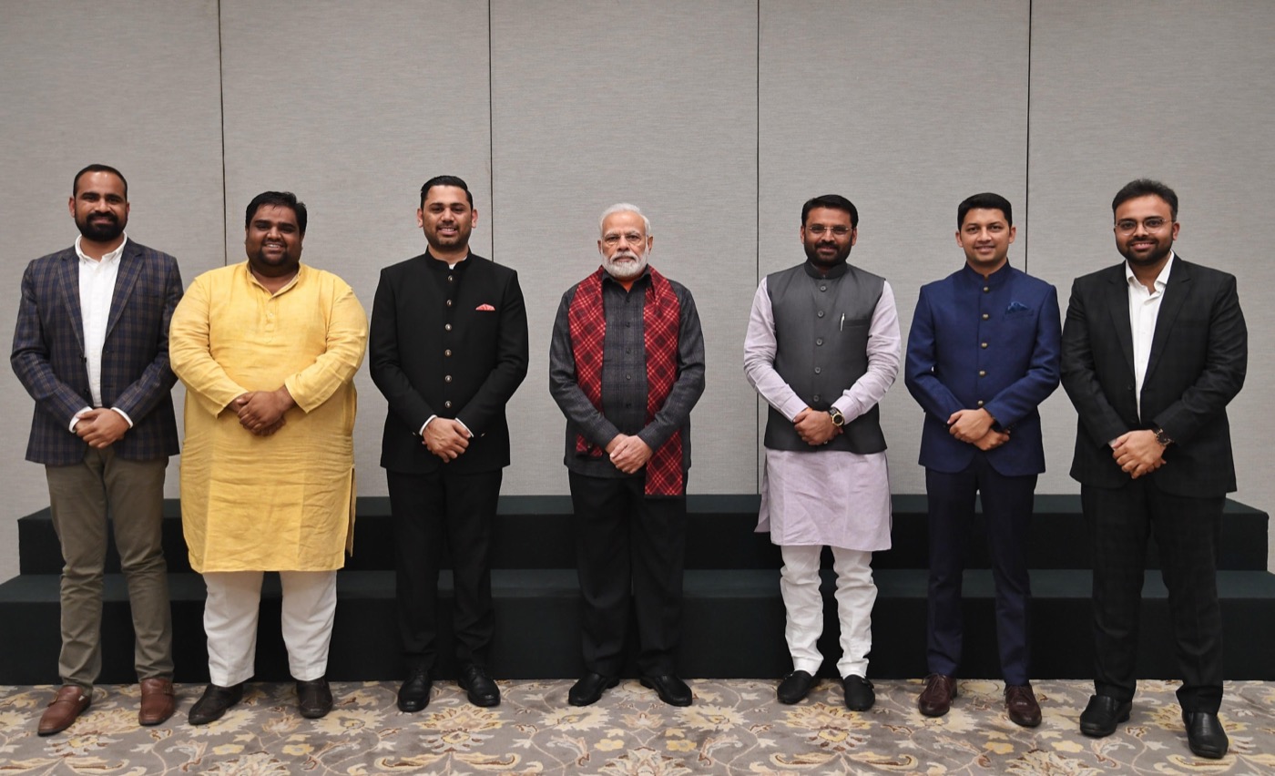 Ashish Patel with the producers of Hellaro at a national felicitation in New Delhi.
