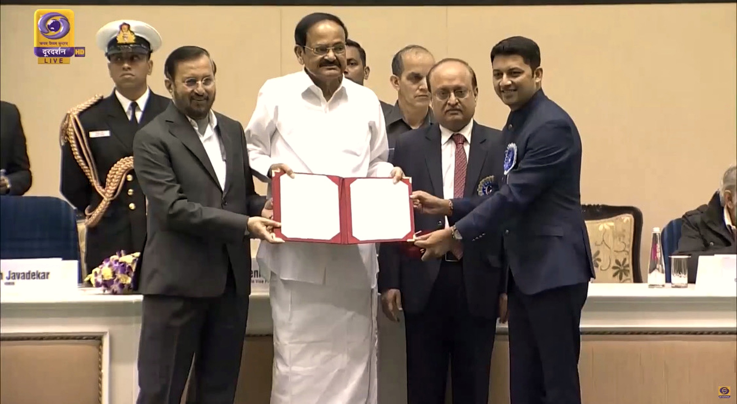 Ashish Patel receiving the National Film Award for Hellaro from the Vice President of India, New Delhi